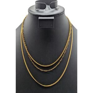 Victoria Emerson Three Strand Gold Tone 16"-18" Chain Necklace